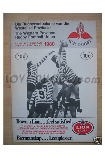 1980 Western Province v British Lions  Rugby Programme